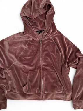 Victoria's Secret Rose Pink Velvet Zip Hoodie